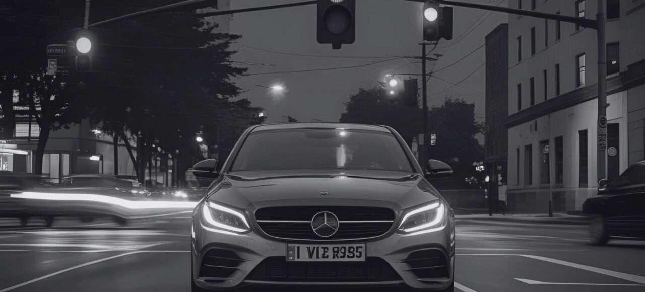 ein Auto fährt über eine rote Ampel